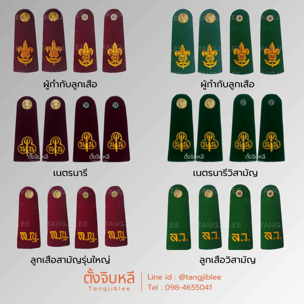 อินทรธนูผู้กำกับลูกเสือ, ลูกเสือ, เนตรนารี (สามัญรุ่นใหญ่ - วิสามัญ) กระดุมพลาสติก และกระดุมทอง