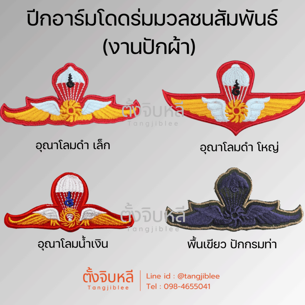 ปีกอาร์มโดดร่มมวลชนสัมพันธ์ (อาร์มผ้าแบบตีนตุ๊กแก)