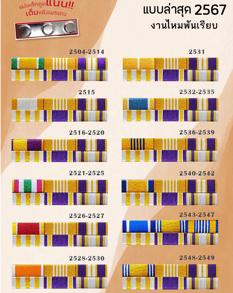 แพรแถบประดับตามปีเกิด งานไหมพันเรียบ ปี 2567 (พระชนมพรรษา 72 พรรษา)
