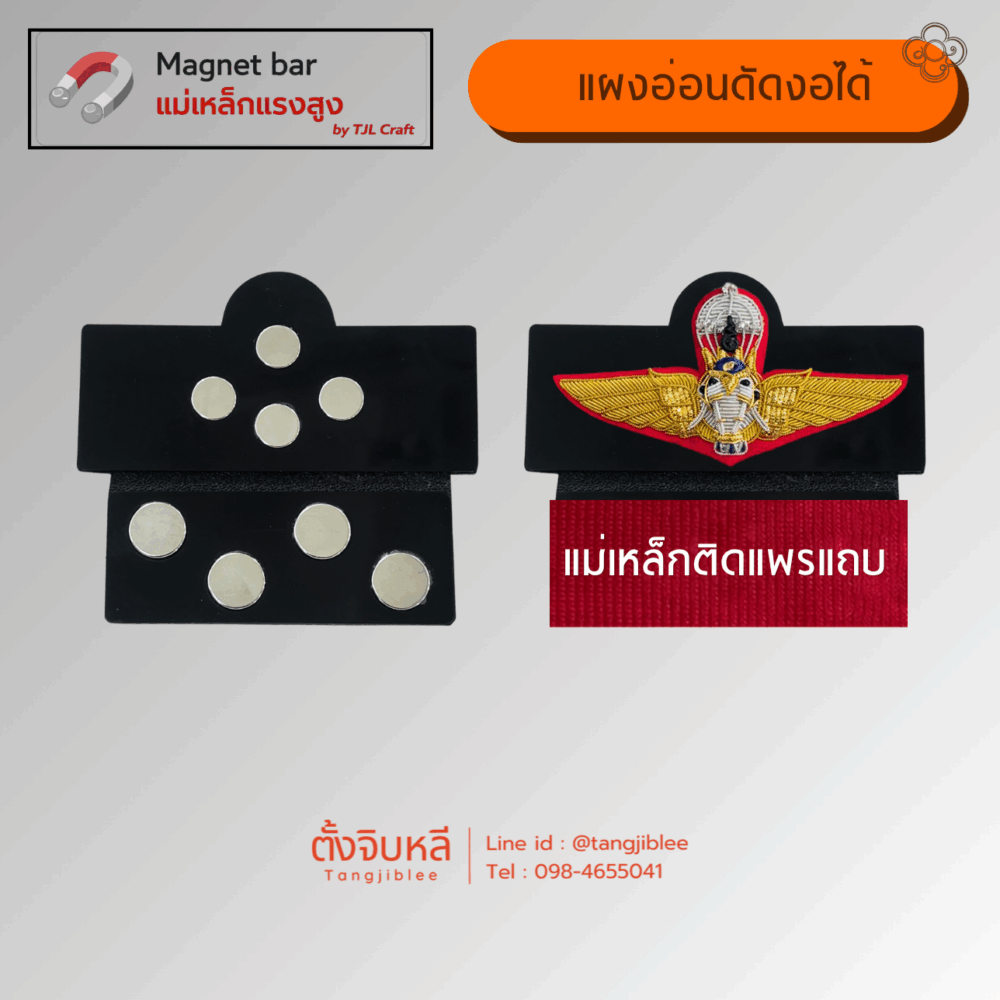 แผงแม่เหล็กแบบอ่อน  2แถว (ปีกร่มเอราวัณชั้นสาม-แพรแถบเครื่องราช 3 แถว)