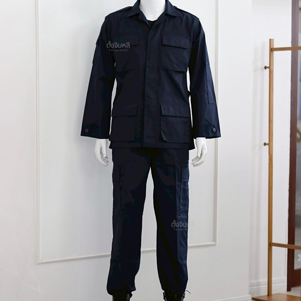 ชุดชรบ. สีกรมท่าผ้ากันลม 4 กระเป๋า