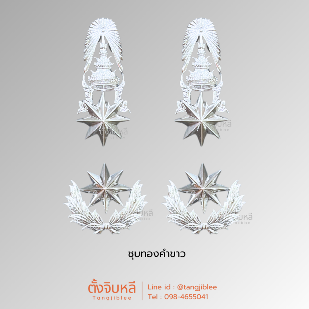 ดาวตำรวจยศพลตำรวจตรี งานโลหะชุบทองคำขาว