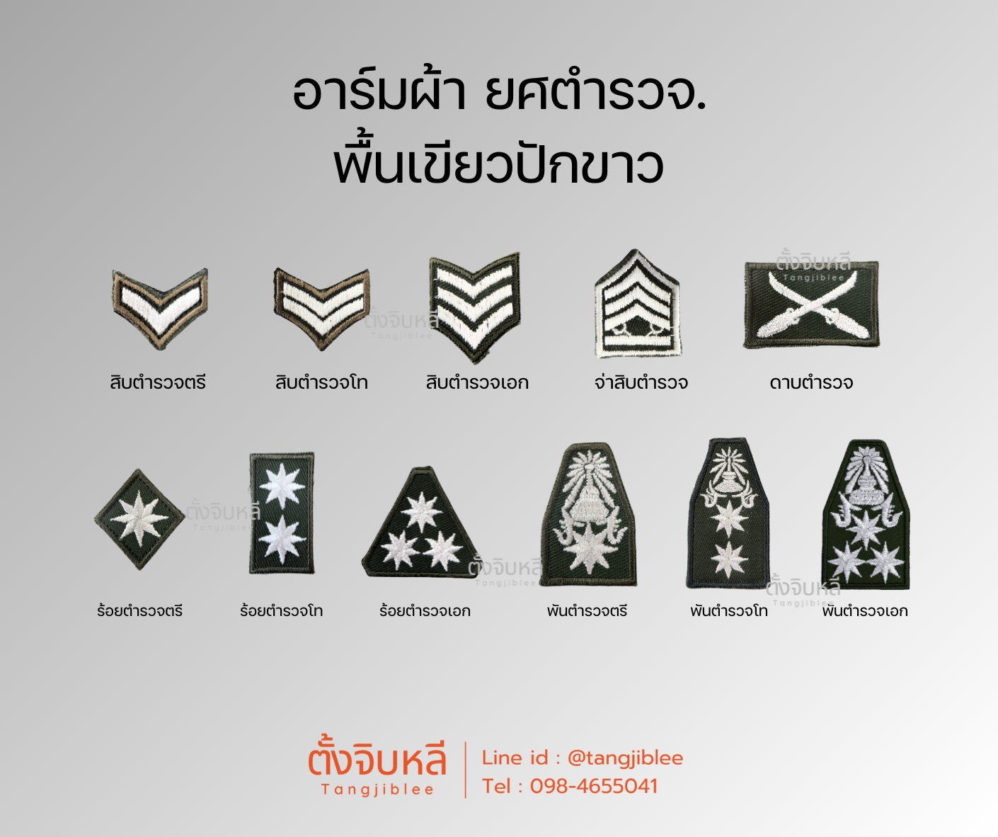 ยศตำรวจ. พื้นเขียวปักขาว